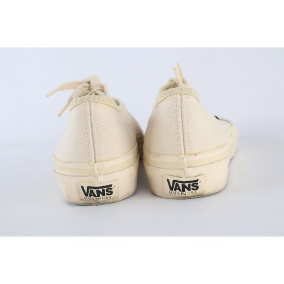 Vintage 80s 90s Vans Skateboarding Mens 8.5 Canvas Sneakers Shoes Beige USA main image 5